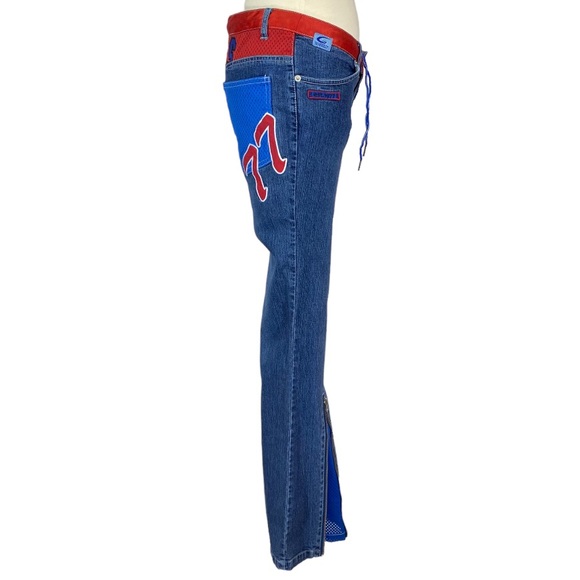 NBA NJ NETS Jeans Womens Size 5 Flare Retro W 28 L  31 Basketball Patches G III - Picture 5 of 14